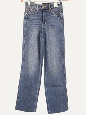 Judy Blue Chill Days Tummy Control Straight Jeans 1/25 NWT Raw Hem